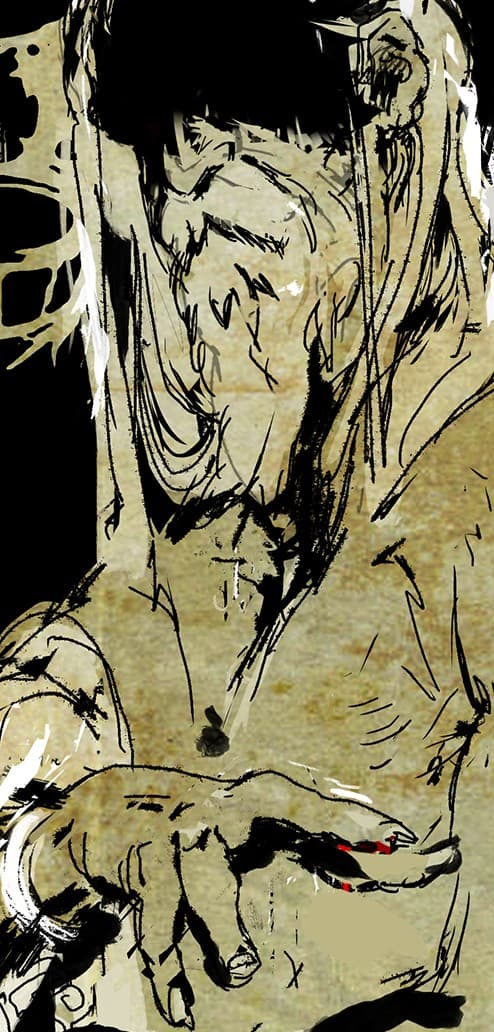 Un sanguimancien pratiquant son art